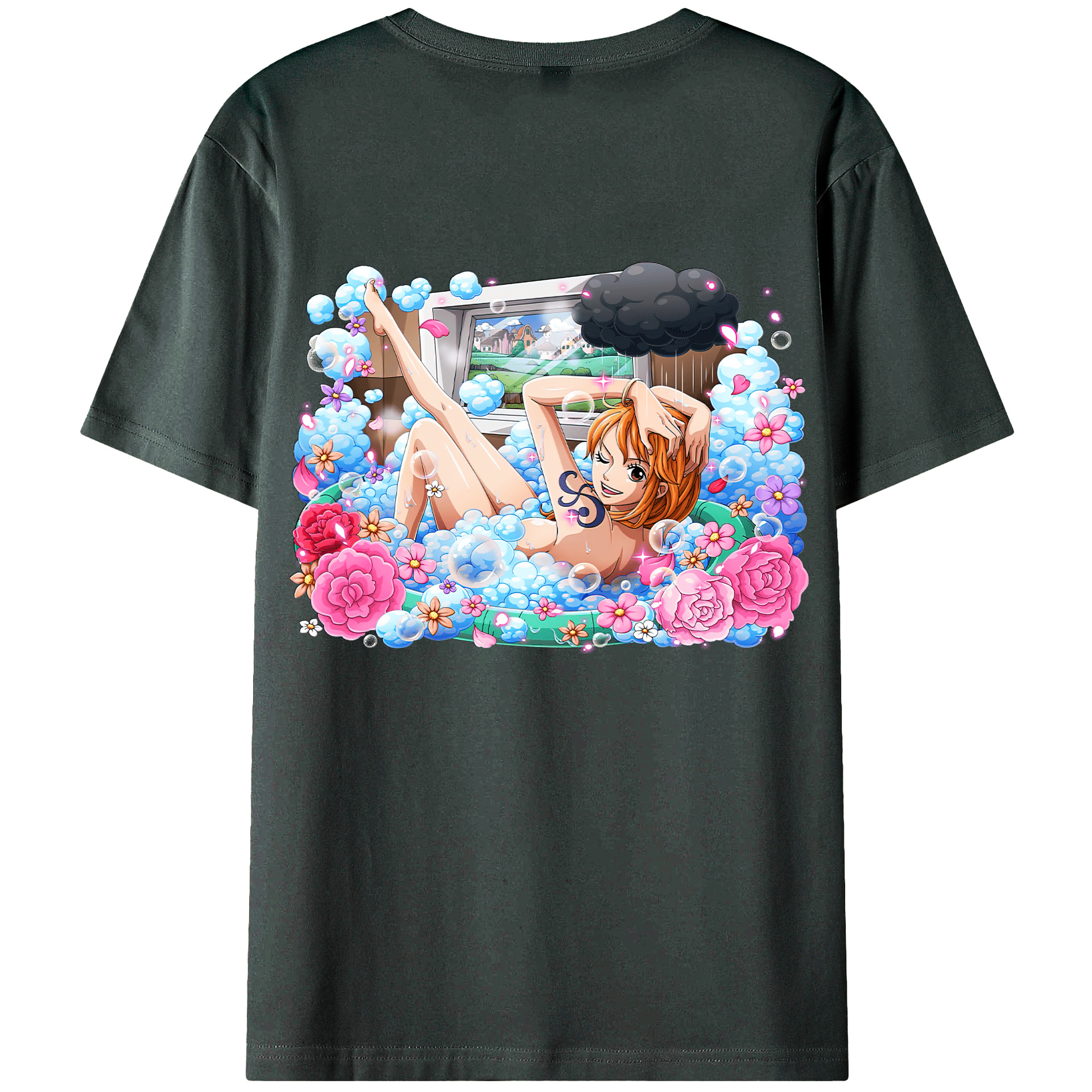 （画像用） ワンピース ナミ ONE PIECE Nami 綿100％ メンズ半袖Tシャツ（バックプリント） 通気性